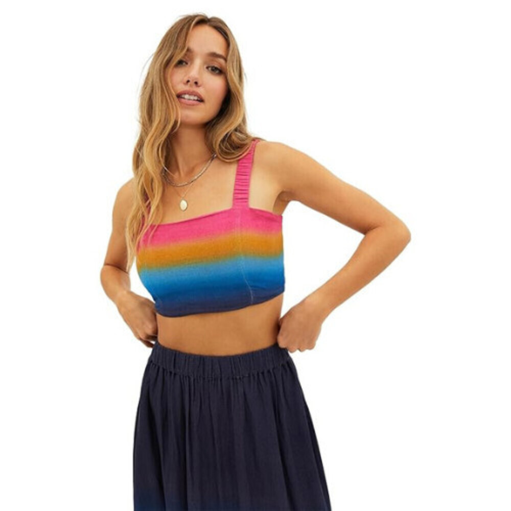 Beach Riot Katya Top Women Large Ocean Sunset Stretch Square Neck Cropped UPS698